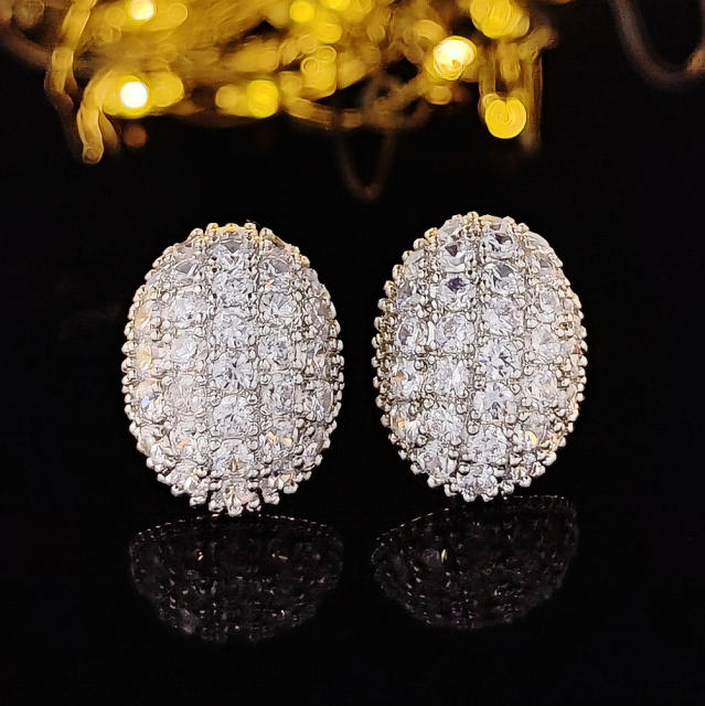 Delicate white color cubic zircon ear studs