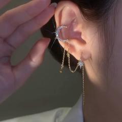 TIKTOK hot sale shiny star moon tassel earrings