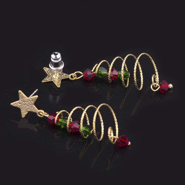 Christmas tree clip on earrings dangle earrings