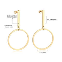Stainless steel geometric square ring dangle earrings
