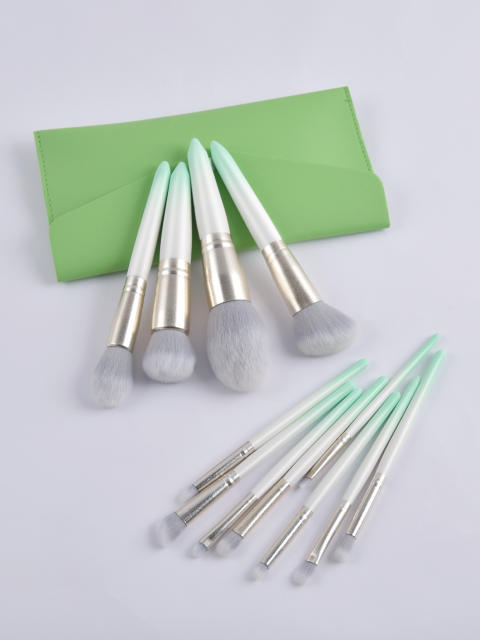 12pcs fresh green color makeup brushes set