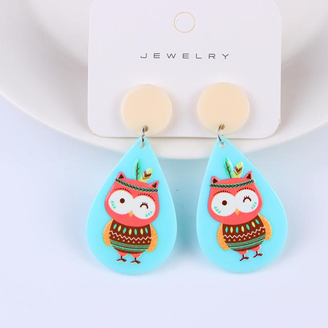 Cute animal design geometric acrylic earrings