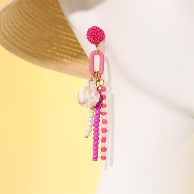 Boho beach trend tassel seed beads earrings