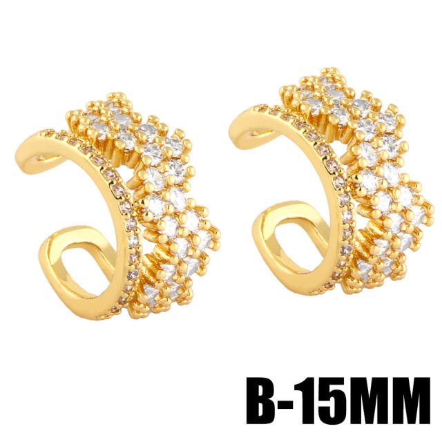 INS cubic zircon real gold plated ear cuff