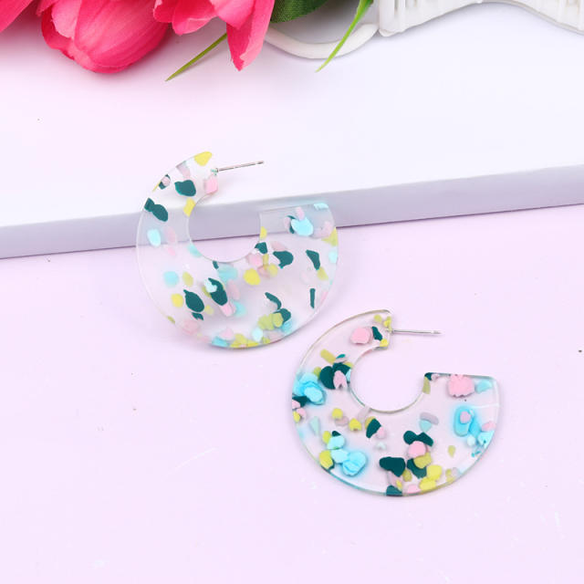 12 color acrylic open hoop acrylic earrings