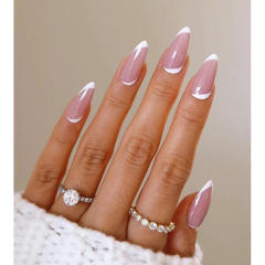 White line concise false nails