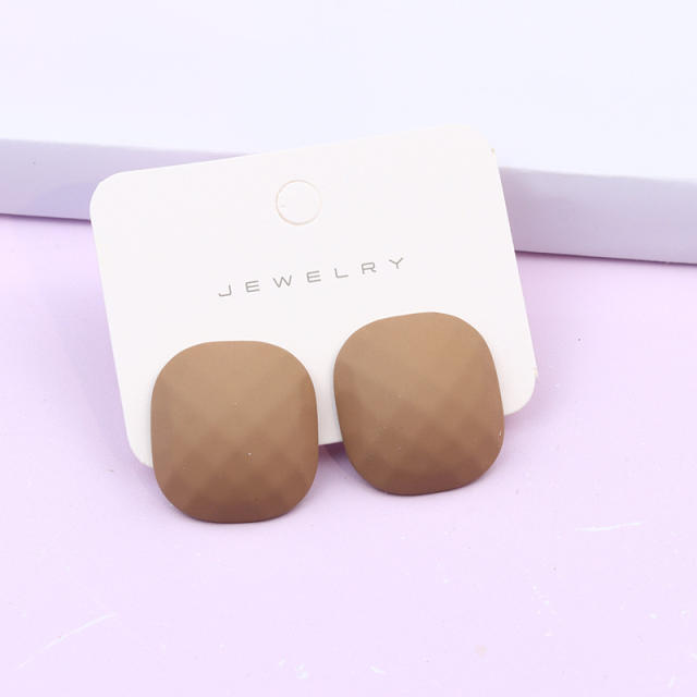 Concise candy color square shape ear match ear studs