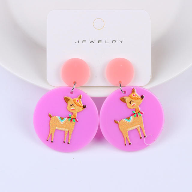 Cute animal design geometric acrylic earrings