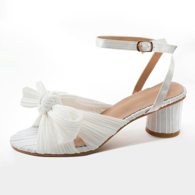 Elegant bow block heels sandals