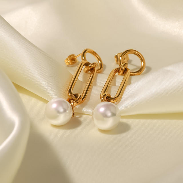 18KG pearl stainless steel earrings