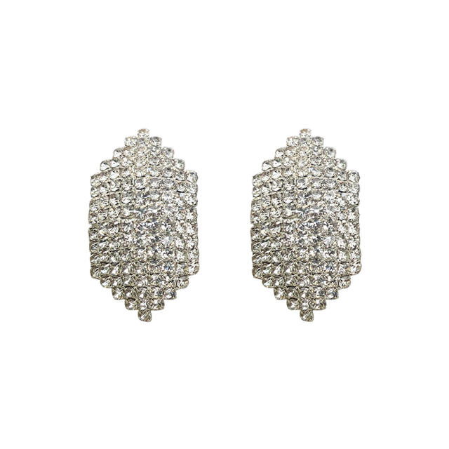 Pave setting color rhinestone party ear studs