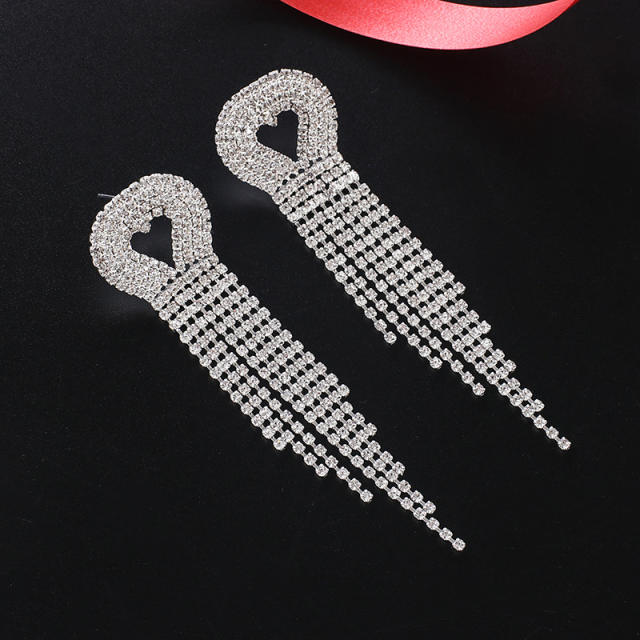 Luxury pave setting rhinestone tassel earrings