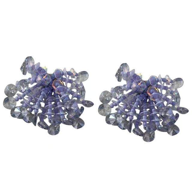 Korean fashion color beaded tassel snowflake ear studs