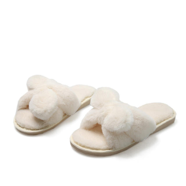 Fluffy bunny ear slippers