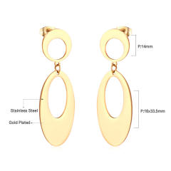 Stainless steel geometric square ring dangle earrings