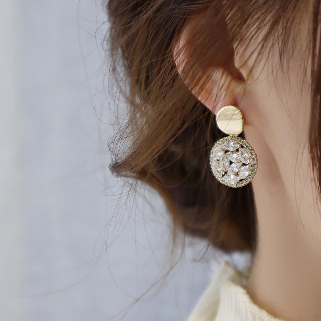 Korean fashion cubic zircon shiny earrings