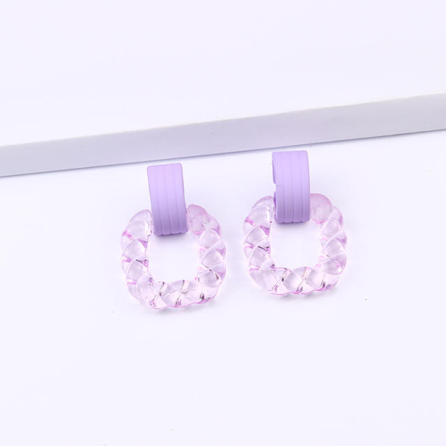 TIKTOK hot sale jelly color acrylic square earrings