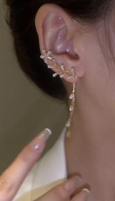 Delicate cubic zircon tassel ear wrap