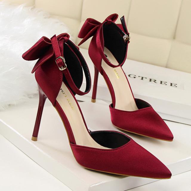 10cm stain bow high heels