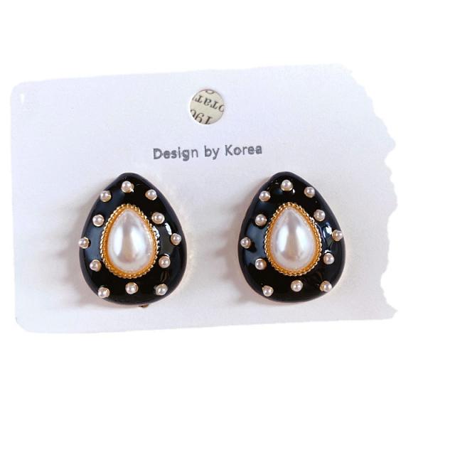 925 needle deep color series enamel ear studs