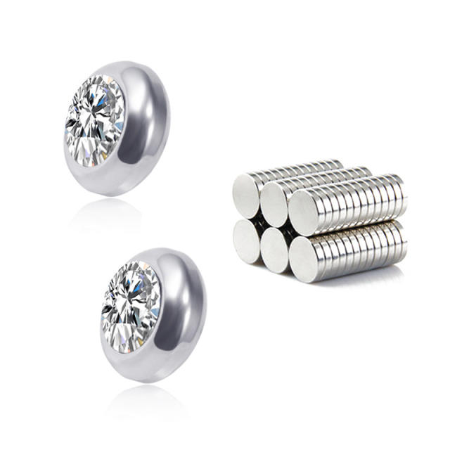 Colorful diamond titanium steel unisex earrings