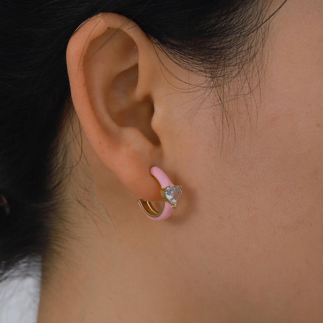 18KG stainless steel enamel open hoop earrings