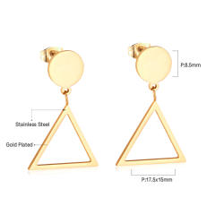 Stainless steel geometric square ring dangle earrings