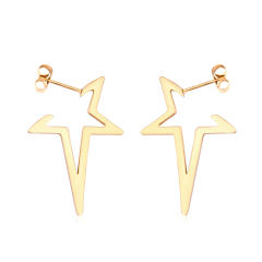 Stainless steel geometric square ring dangle earrings