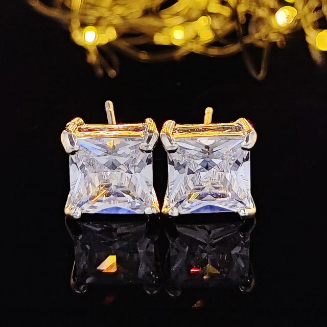 Delicate white color cubic zircon ear studs