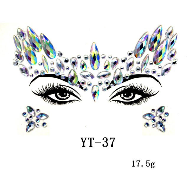 Occident fashion color resin rhinestone face stickers