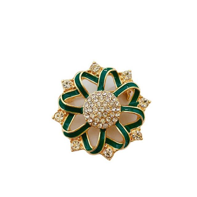 925 needle color enamel diamond ear studs brooch