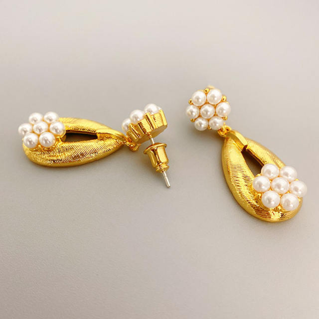 925 needle pearl beaded drop earrings