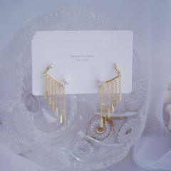 Korean fashion delicate cubic zircon tassel earrings