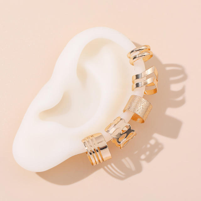 Hollowed out alloy ear cuff 5 pcs set