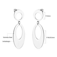 Stainless steel geometric square ring dangle earrings