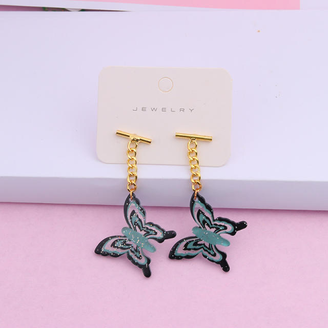 Colorful hollow acrylic butterfly dangle earrings
