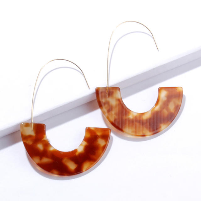 New leopard print hawksbill acrylic acetate plate U-shaped earrings