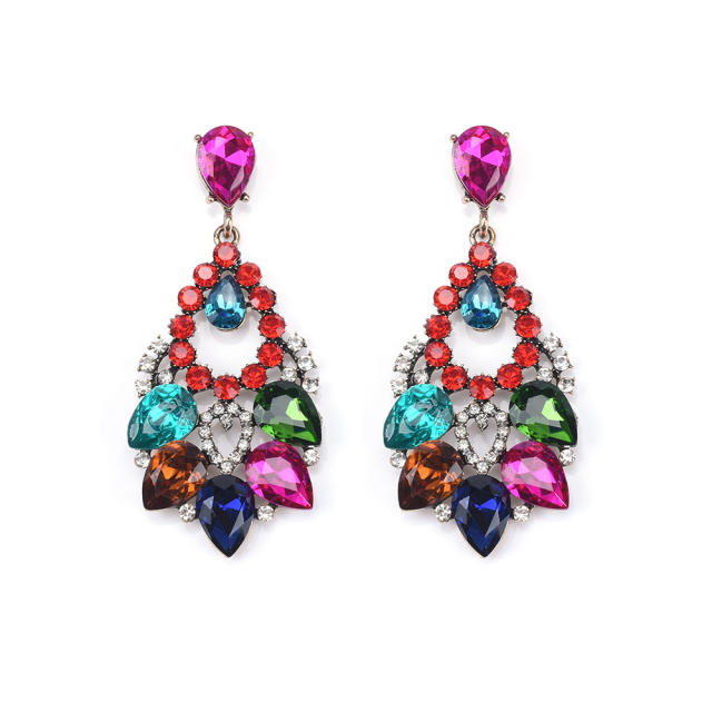 Luxury color glass crystal drop earrings for women