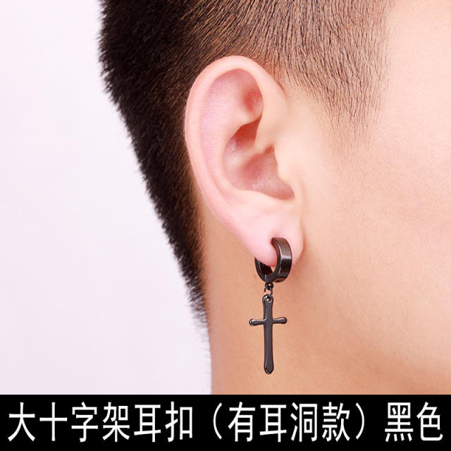 Fashion titanium steel colorful cross earrings