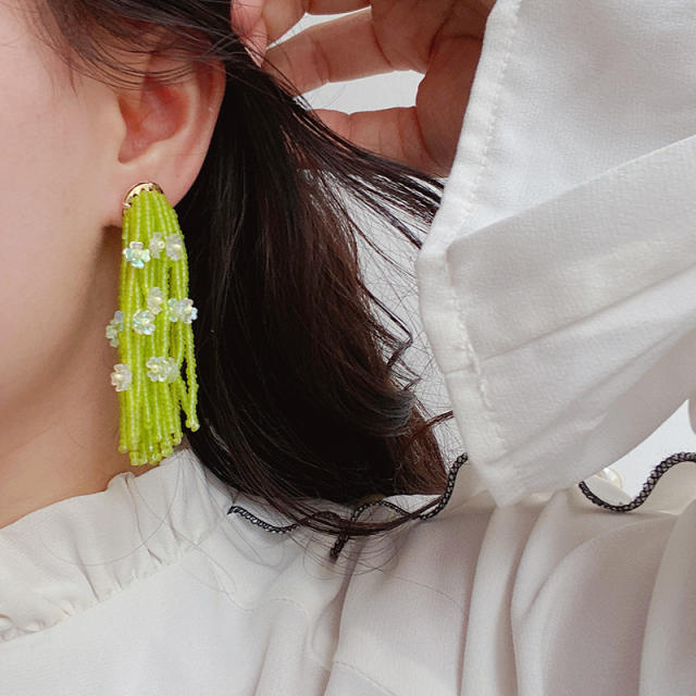 Creative beaded tassel flower magic earrings for women