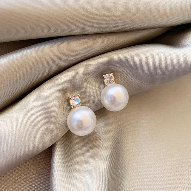 Chic pearl diamond clip on earrings