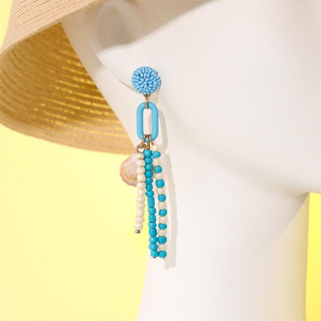 Boho beach trend tassel seed beads earrings