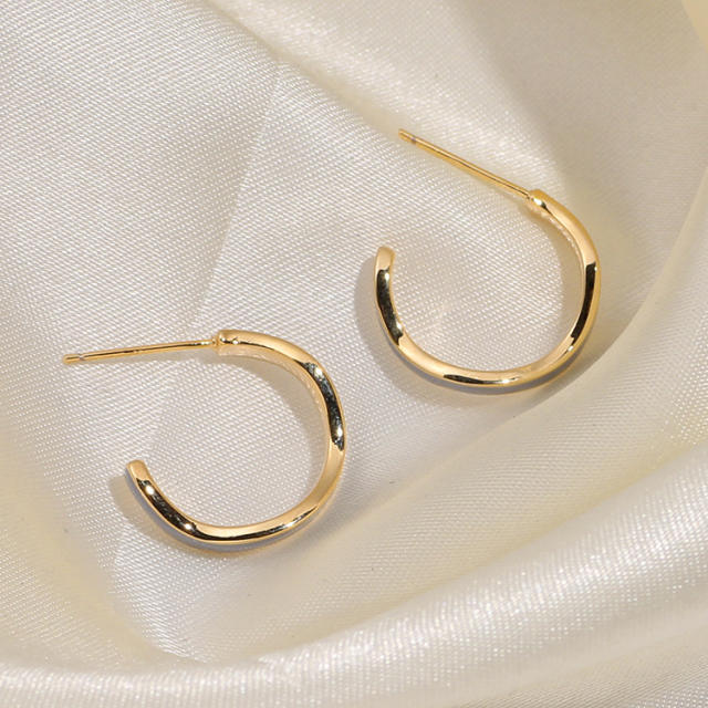 Enamel open hoop clip on earrings