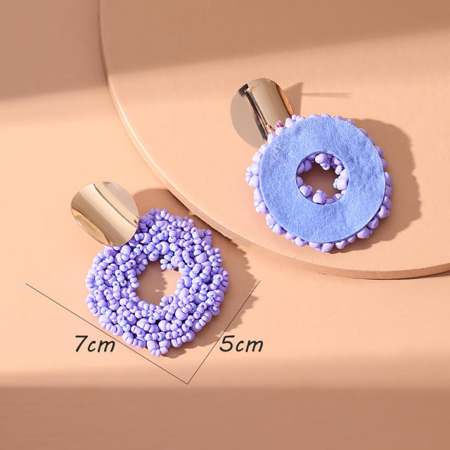 Boho colorful seed beads ring shape earrings
