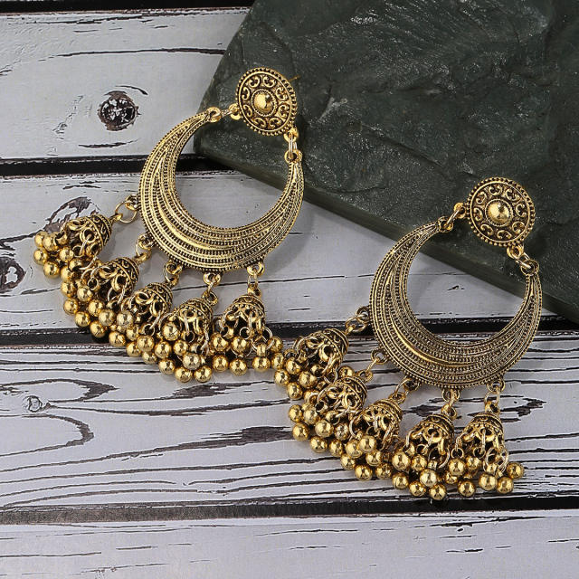 Vintage bell tassel jhumka earrings