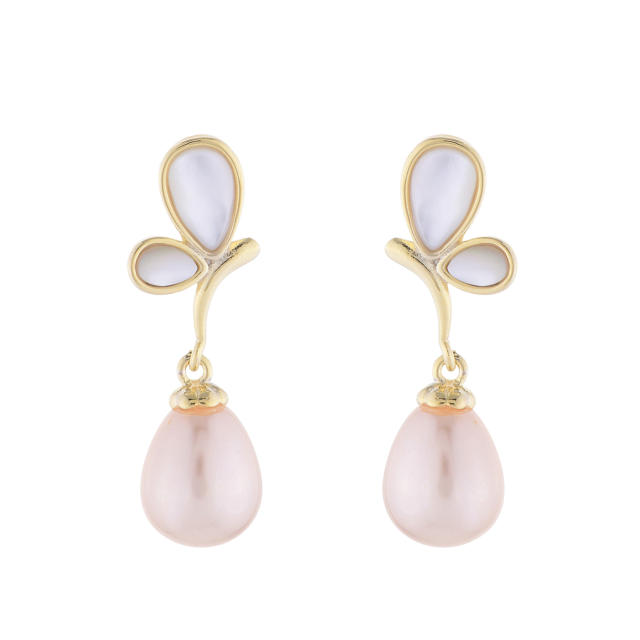 Elegant pearl drop butterfly earrings