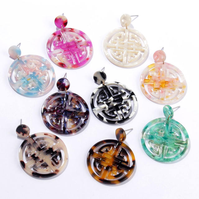 Chinese style graceful personality acetate plate earrings