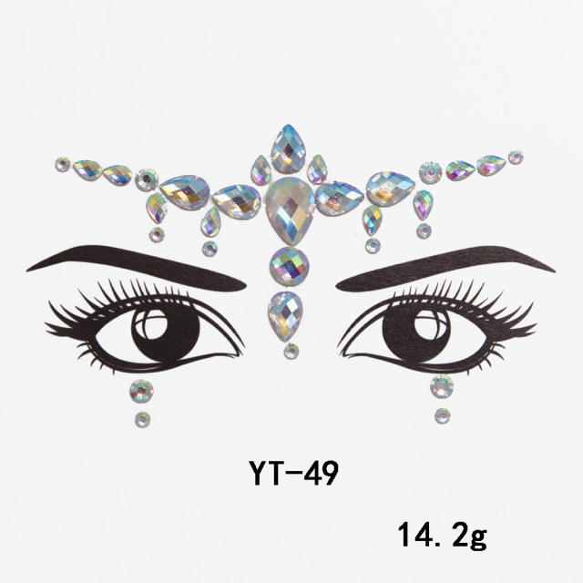 Occident fashion color resin rhinestone face stickers