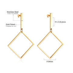 Stainless steel geometric square ring dangle earrings