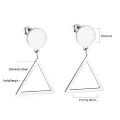 Stainless steel geometric square ring dangle earrings